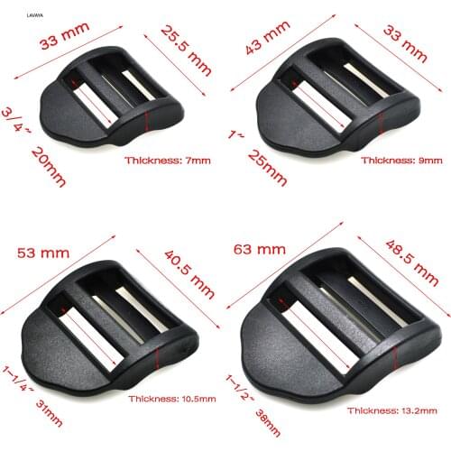 5pcs Plastic Ladder Lock Adjustable Slider Buckles For Tactical Backpack Straps Black Webbing Parts Accessories 5 Size For Pick