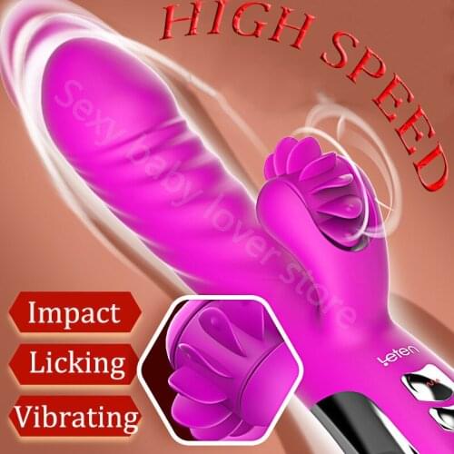 Piston Automatic Telescopic G-spot Dildo Licking Clitoris Stimulator Vibrator For Women Erotic Toys For Woman