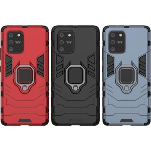 Armor 2 in 1Shockproof Hard PC Soft Silicone Case for Samsung S10 Lite with Ring Stand Full Cover