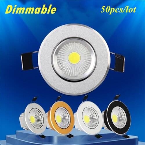 50pcs Super Bright Dimmable Led Downlight COB Ceiling 6w 9w 12w ceiling recessed Lights Warm Cool White Indoor Lighting
