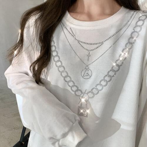 Round neck streetwear women autumn and winter new style Korean loose Wings Rhinestone Graphic hoodie oversized sweatshirt