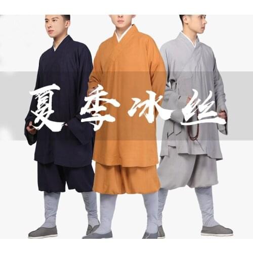 Unisex Summer&Spring shaolin monk uniforms buddhist zen lay meditation clothing kung fu lohan arhat suits
