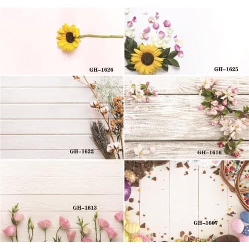 Vinyl Custom Photography Backdrops Prop Flower and Wooden Planks Photography Background #0151
