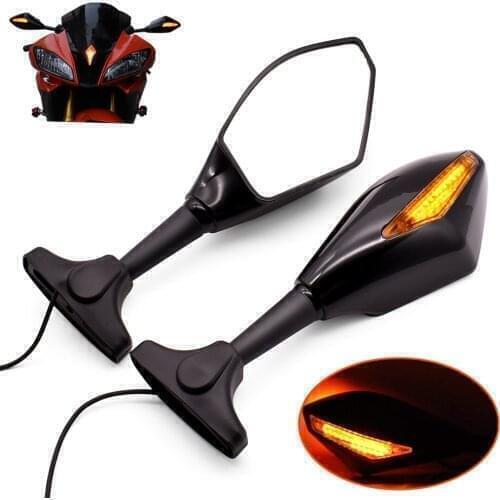 For Gas Gas EC2T FSE FSR TC125 TE125 Yamaha YZF R1 R6 Motorcycle Side Rearview Mirrors Turn Signals Indicator With LED Lights
