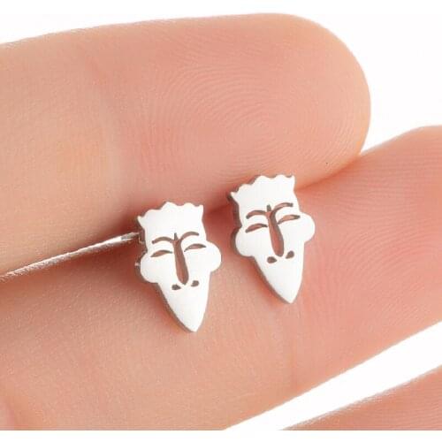 Hiphop Stainless Steel Clown Earrings For Women Figture Design Stud Earring For Women Cool Style Piercing Earring Party Jewelry