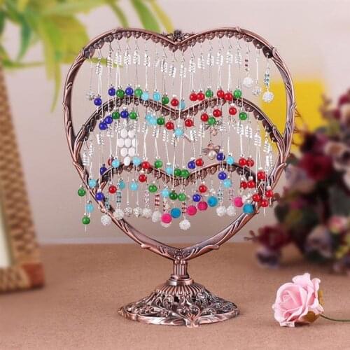 1Pc Love Shape Earring Storage Rack Holder Vintage Jewelry Display Stand Organizer Earring Storage Display Holder Rings Holder