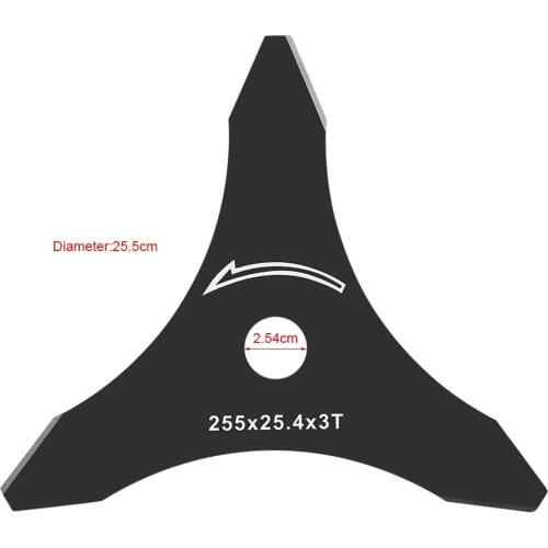 10Inch 3T Brush Cutter Blade Cutter Blade 3 Tooth Replacement for Grass Trimmer Garden Tool Parts