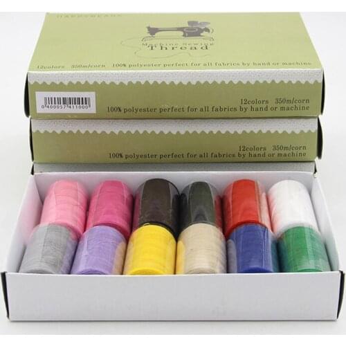 12 colors One Box DIY Thread Hand Machine Sewing Thread Cord Making Material Home Tools 350m