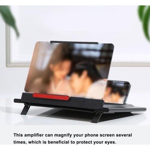 12 Inch 3D Mobile Phone Screen Magnifier HD Video Amplifier Stand Bracket with Movie Game Magnifying Folding Phone Desk Holder