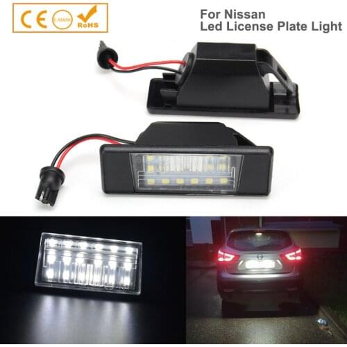 2pc18 LED Car License Number Plate Lights Bulb Lamp For Nissan X-Trail JUKE Qashqai Teana Versa Nismo RS Pathfinder NV200