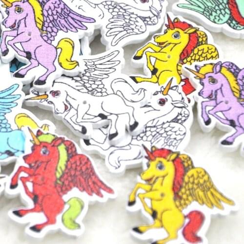 25/50pcs Wood Button Horse DIY Craft Scrapbook Sewing Appliques WB238
