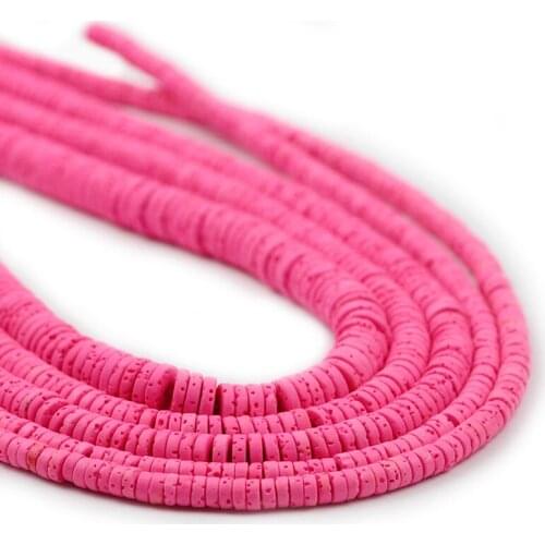 4/6/8MM Flat Round Natural Stone Rose Pink Coins Volcanics Lava Spacers Loose Beads For Jewelry Making DIY Bracelet Accessories