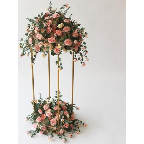 4Pcs/Lot Flower Vases Floor Metal Vase Plant Dried Floral Holder Flower Pot Road Lead for Home/Wedding Corridor Decoration G106