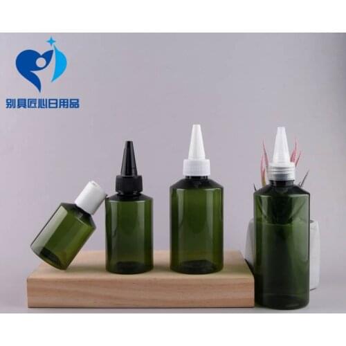 5pcs/lot 50ml 100ml 150ml 200ml Green Sloping Shoulder Disc Cap Bottle Portable Essential Oil Liquid Travel Cosmetic Bottles