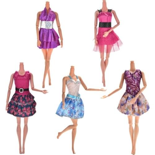 5 Pcs/lot Dolls Handmade Wedding Dress Party Gown Clothes Outfits For Doll Gift Accessories Random Styles