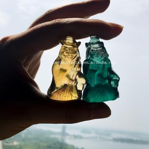 Angel Aura Rainbow Carved Witch Healing Crystal Wiccan Craft Women Gift Halloween Diy Accessories Fluorite Ornament Home Decor