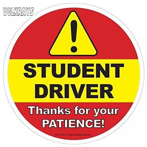 Volkrays Warning Car Sticker Student Driver Thanks for Your Patience! Accessories Reflective Waterproof Vinyl Decal,14cm*14cm
