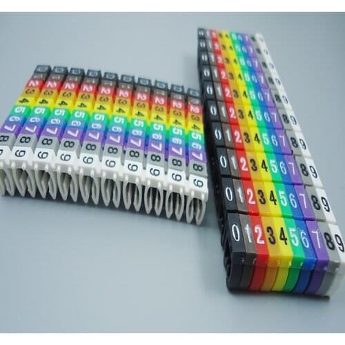 Freeshipping 0.5mm2-6mm2 M0 M1 M2 M3 Arabic Numerals M Type Clip Network Ethernet Wire Number Label Tube Cable Marker colorful