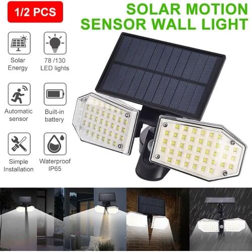Wireless Solar Motion Sensor Wall Lights Outdoor IP65 Waterproof 78SMD/130COD LED Garden Lamp Wide Angle 3 Adjustable Mode Lamp