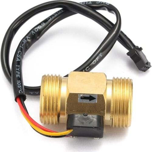 24V USC-HS43TI Hall Effect Water Flow Sensor 2-45L/min G3/4" Threaded Ends Repeat Error 1% Brass Turbine Flowmeter for Purifier