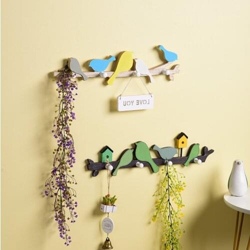 Wood Nordic Multifunctional Bird Key Rack Coat Towel Hook Wall Decoration Home Accessories Hat Handbag Rack