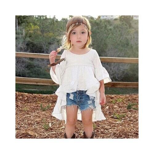 New 3-8 year old childrens explosions childrens clothing tide baby pure cotton solid color stitching ruffled dress girl dress