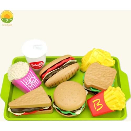 9Pcs Girls Mini Food Game Pretend Play Hamburger Simulation Dessert Kitchen Set Educational 3 Year Montessori Toy For Child