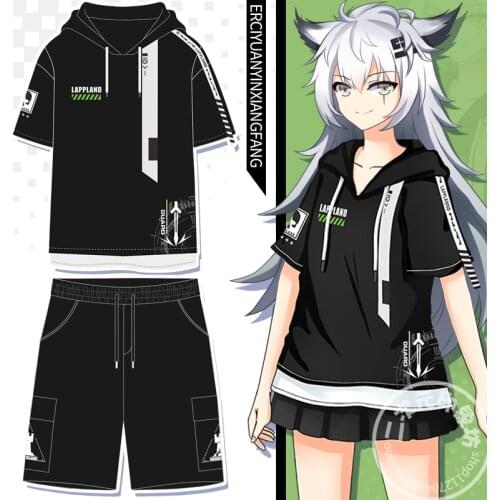 Anime Arknights Lappland Casual Hooded T-shirt Cosplay Men Women Summer New Short Sleeve Unisex Harajuku Loose Tee pullover Tops