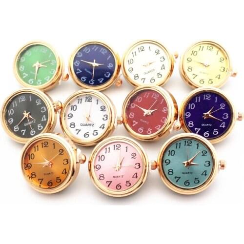 Hot selling 6pcs Mix 18mm Golden Watch Snap Buttons Charms Fit Ginger Snap Bracelet Women Bangles Necklace Jewelry