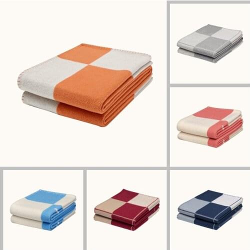 H Blanket Plaid Cashmere Crochet Soft Wool Scarf Portable Warm Sofa Bed Fleece Knitted Pink Throw Blanket Brand H letter