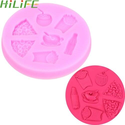 HILIFE Pizza French Fries Coke Coffee Chocolate Party Cake Chocolate Mold DIY Silicone Mold Wedding Cake Decorating Tools