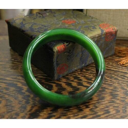 Chinese Xinjiang 100% Hetian Green Jade Hand-carved Bracelet Bangle Natural Jasper Bracelet 56mm--62mm