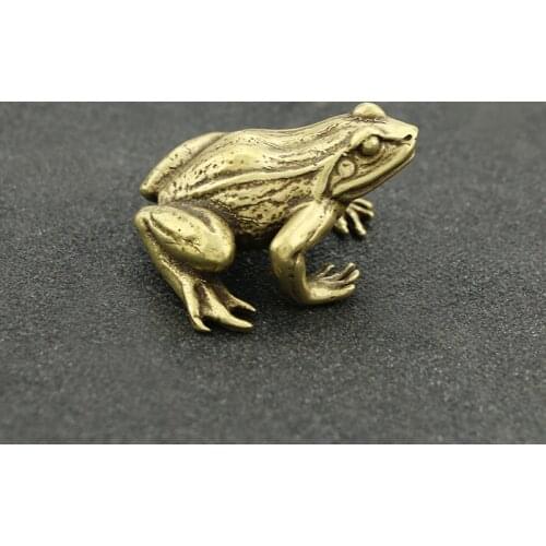 Creative Brass Frog Vintage Simulated Animal Statue Metal Figure Props Home Office Desk Decor Ornament Toy Gift