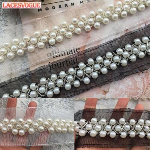 2yards 5cm Beaded lace trim patchwork Handmade DIY Garment needlework sewing accessories fabric Clothing Decoration 375