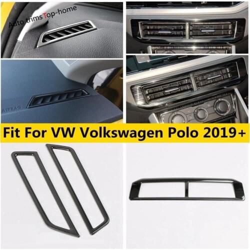 Car Dashboard Central Air AC Vent Outlet Cover Trim Interior For VW Volkswagen Polo 2019 2020 2021 Stainless Steel Accessories