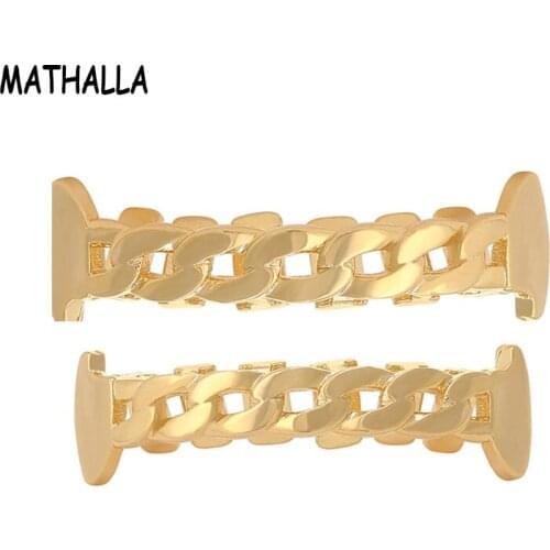 MATHALLA Plain Gold Polished Dental Vampire Teeth Dental Grillz Grills