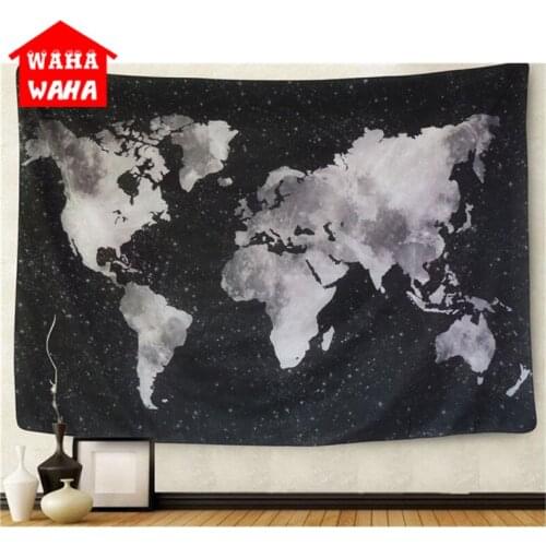 World Map Multifunctional Tapestry Hippie Wall Hanging Tapestry Sandy Beach Picnic Yoga Mat for Comfortable Home Decor Artting