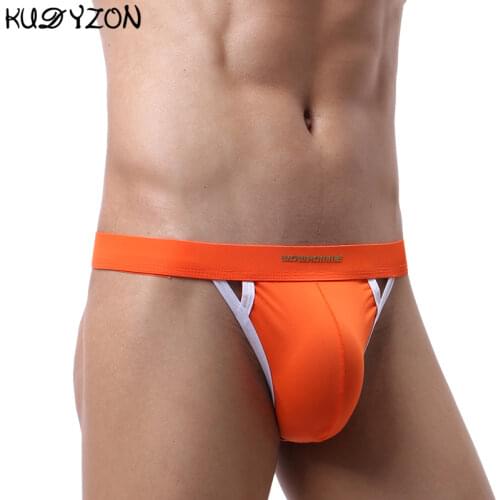 Men Gay Briefs Jockstrap Bulge Pouch Thongs & G-Strings Homme Low-rise Male Underwear Solid Comfortable Lingerie String Panties