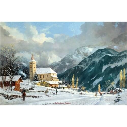 Winter Chapel - Counted Cross Stitch Kits - Crafts Color DIY Handmade Needlework for Embroidery 14 ct Aida Sets