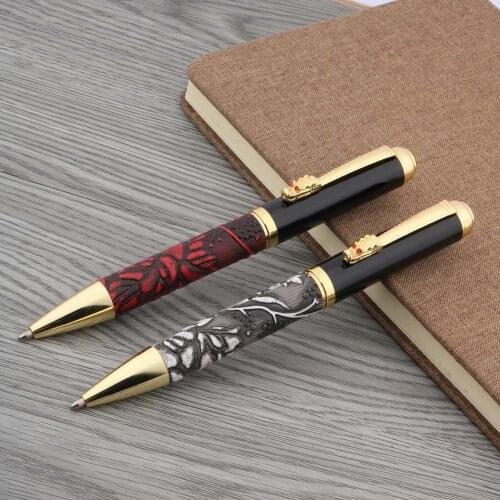 NEW Red or gray Golden WIth metal Chinese Dragon Trim Ballpoint Pen
