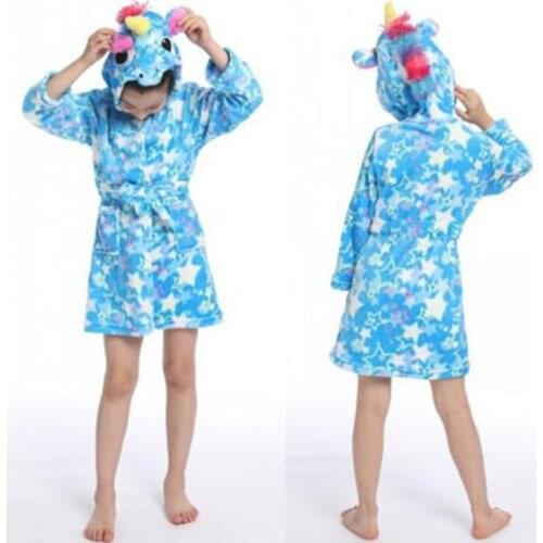 New Childrens Sleepwear Robes Baby Girl Clothes Boys Cartoon Flannel Bathrobe Hooded Towel Pajamas Night Gown Pyjamas