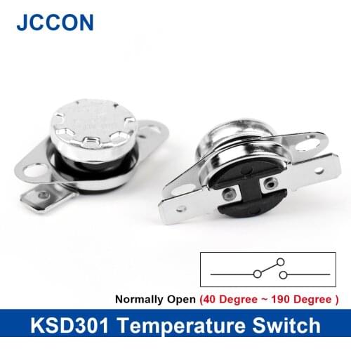 2Pcs KSD301 Temperature Switch Thermast Sensor Control Protector Normally Open 10A 250V 190 40 45 50 55 85 Degree
