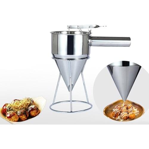 Plunger Funnel with Funnel Drip Stainless Steel Cream Sauce Stand Small Octopus Balls Tool With Rack Baking Cupcake Kitchen tool