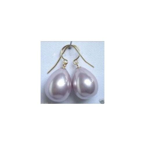 Lovely Fine 12x16mm Lavender Drop South Sea Shell Pearl Earrings sterling word wholesale [1 pair collares kolye