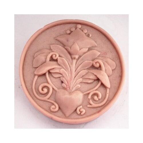 Flower relief pattern round shape Silicone soap mold fondant cake mold handmade clay resin craft mold DIY tool