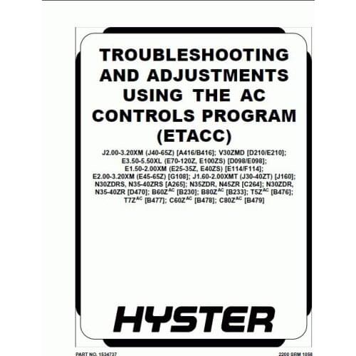 Hyster Electric Motor Narrow Aisle Trucks Repair Manuals [2013] Forklifts Class 2