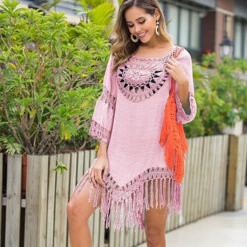 Sexy Lace Hollow Crochet Beach Cover Up Women Bikini Cover Up Beach Dress Robe Swimsuit Swimwear Cover Up Beach Clothes 2021
