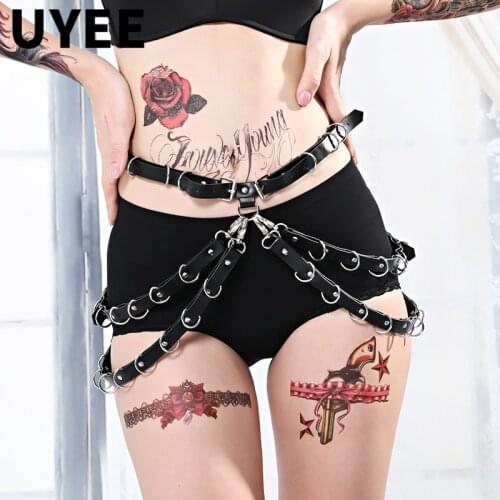 UYEE Sexy New Body Harness Waist Belt Women Punk Goth Leg Harness Belt BDSM Garter Belts Leg Harness Bondage Lingerie LP-060