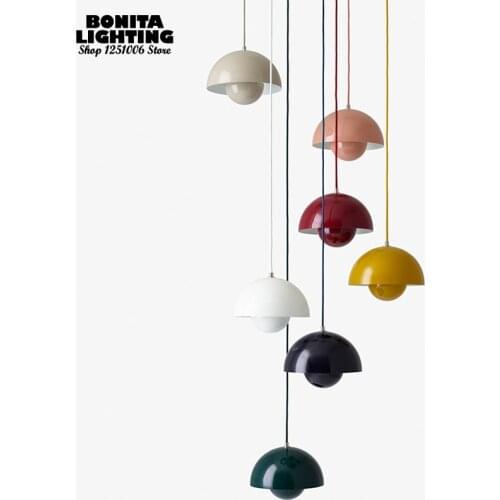 Nordic Danish Flowerpot Restaurant pendant lamp led bedside semi-circular golden droplight iron Classic modern cord pendant lamp