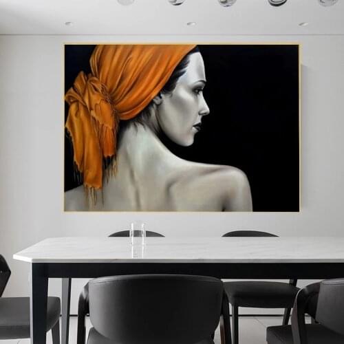 Modern Naked Woman Picasso Canvas Paintings Orange Scarf Posters Prints Wall Art Picture for Living Room Wall Decoration Cuadros